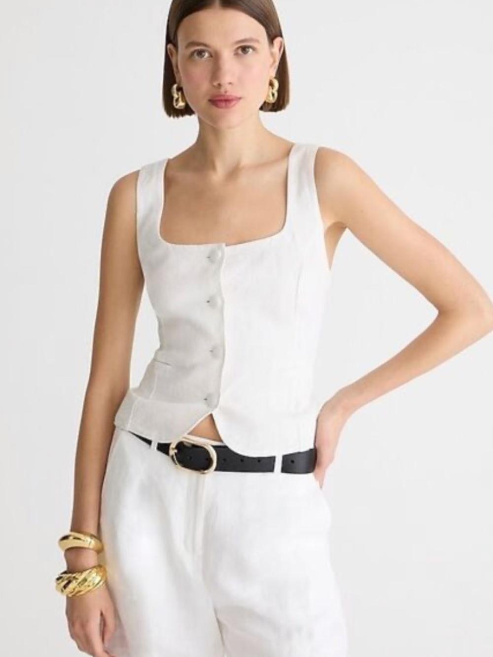J.Crew Scoopneck Linen-Blend Vest